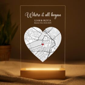 Personalized Where We Met LED Map - Custom Star Map Night Light & Picture Frame - Unique Romantic Couple Gift for Boyfriend, Girlfriend, Wedding & Anniversary