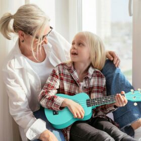 ADM 21 Inch Soprano Ukulele Beginner Kit - Mint Green Hawaiian Wood Starter Pack with Gig Bag, Tuner, Strap, Free Online Lessons & Accessories