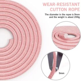 FITMYFAVO Adjustable Cotton Weighted Jump Rope for Fitness – Non-Slip Foam Handle, Durable 9ft Cardio Skipping Rope for Women, Men & Kids (Pink)