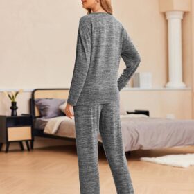 Ekouaer Women's Long Sleeve Pajama Set - Soft Cozy Loungewear Pullover Top & Pants with Pockets - S-XXL