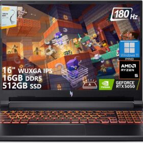 Acer Nitro V 16 AI Gaming Laptop | 16" 180Hz IPS | AMD Ryzen 5 240 | RTX 5050 8GB | 16GB DDR5 | 512GB SSD | Win 11 Pro