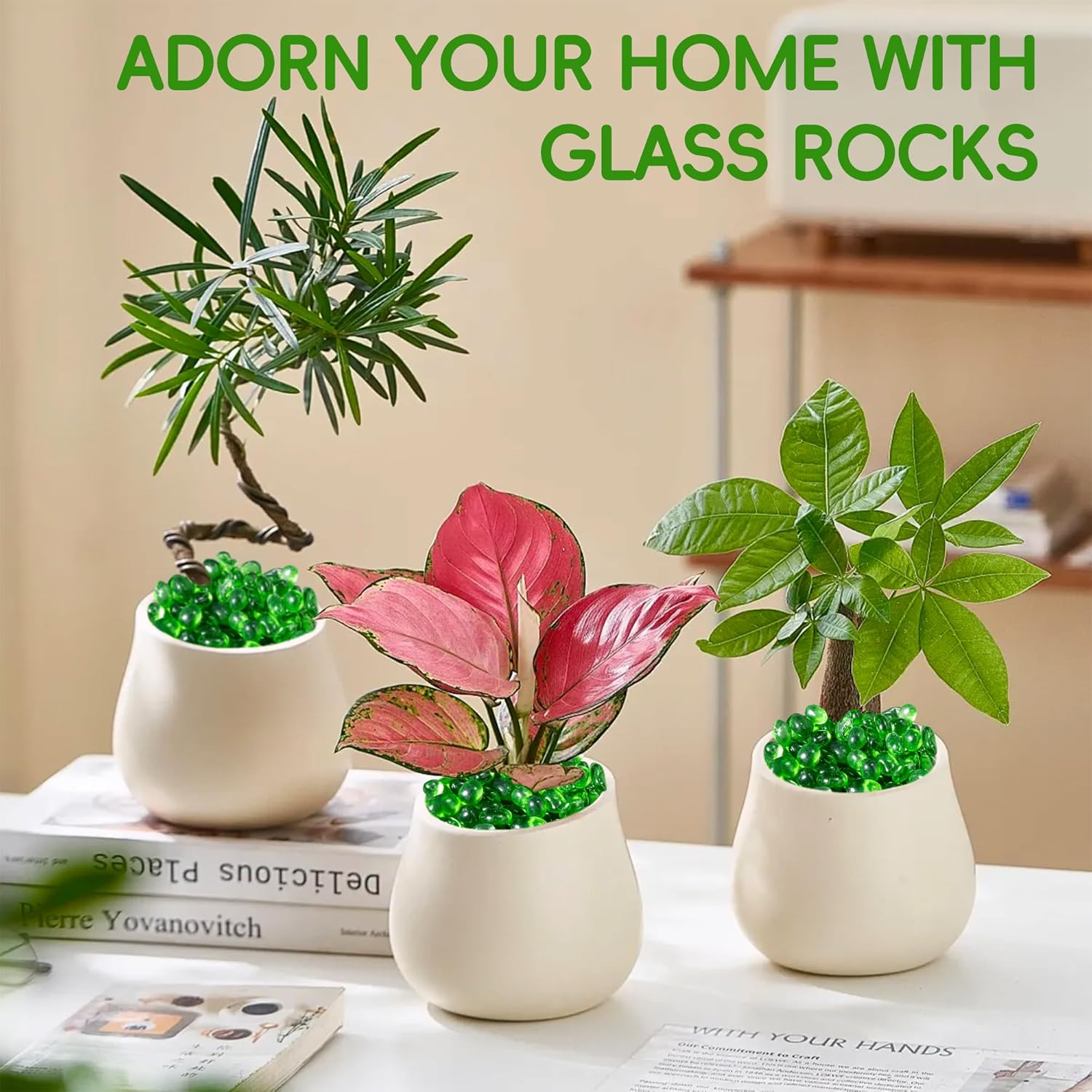 Meschett 1 LB Irregular Rainbow Glass Stones – Non-Toxic Aquarium Gravel & Vibrant Vase Filler