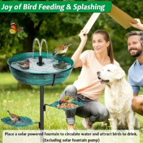 Heirloom Quality Metal Bird Bath for Outdoors – 35” Tall Garden Birdbath with Rust-Proof Green Finish, Deep Removable Basin & Stable Heavy-Duty Base for Lawn, Patio & Yard Decor