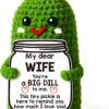 MAMAGIFTREE Handmade Crochet Pickle Plush - Romantic "Big Dill" Gift for Wife - Funny Valentines Day, Birthday, and Anniversary Present for Her