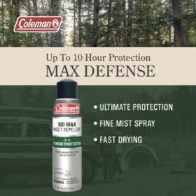 Coleman 100 Max Insect Repellent Spray, 100% DEET, 4 oz - 10 Hour Mosquito & Tick Protection