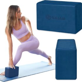 Gaiam Yoga Block - High-Density EVA Foam Support Block for Yoga, Pilates & Stretching - Non-Slip, Beveled Edges (4 Inch)