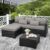 3-Piece Outdoor Sectional Patio Furniture Set – All-Weather Wicker Sofa with Ottoman, Storage Table & Thick Cushions – Light Grey