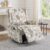 UIXE 360° Swivel Glider Recliner Chair – Floral Upholstered Nursery Rocker with High Back, Rivet Trim, & Deep Seat (Beige)