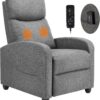 Sweetcrispy Massage Recliner Chair – Heated Vibrating Living Room Seating with Lumbar Support, 160° Lay Flat Motion for Small Spaces, Dark Grey