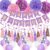 Purple and Pink Birthday Decorations Kit for Women & Girls - Includes Happy Birthday Banner, Tissue Pompoms, Tassel & Circle Dot Garlands, Swirls & 35 Latex Balloons