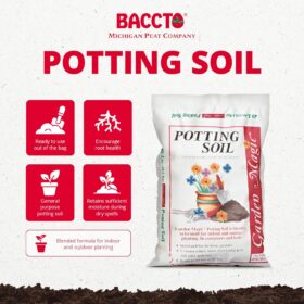 Michigan Peat 40 lb. Garden Magic Potting Soil Mix – Moisture Retaining Formula for Indoor & Outdoor Plants
