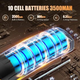 Electric Scissors with LED Light - 3500mAh Rechargeable Cordless Fabric Cutter, Brushless Motor Power Shears for Cardboard, Leather, Carpet, and Crafts - Includes Tungsten Steel Blade