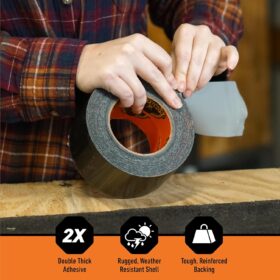 Gorilla Tape Black, 2.88 inch x 25 Yards, Heavy Duty Duct Tape, Weather Resistant, 3X Stronger (Pack of 1)