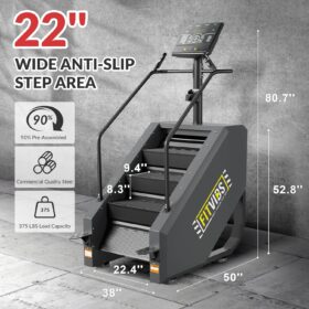 Fitvids Commercial Grade Stair Stepper Machine – Heavy Duty Cardio Climber with 15 Resistance Levels, LED Monitor, and Safety Brake System for Home Gym