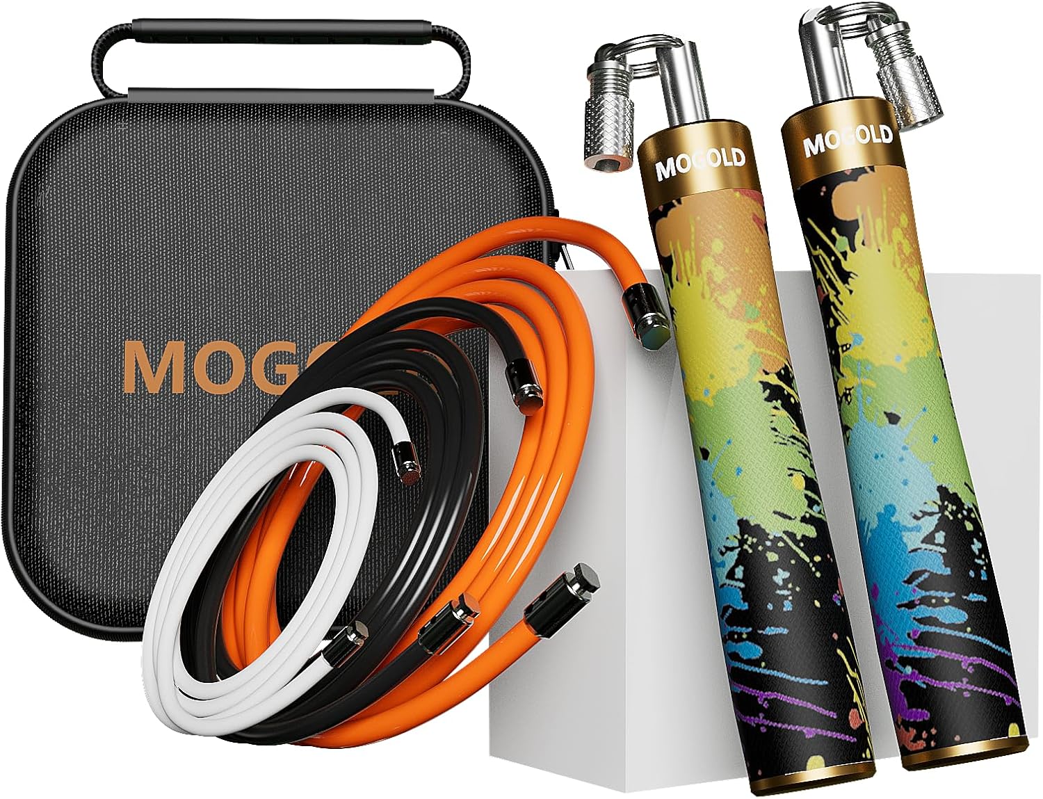 Weighted Jump Rope for Men & Women – Interchangeable Heavy Ropes (1/4lb, 1/2lb), 360° Steel Ball Bearings, Anti-Slip Carbon Fiber Handles & Adjustable Length for High-Intensity Cardio & Boxing Training
