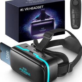 FEEBZ 2.0 VR Headset with Remote Control – Immersive 3D Virtual Reality Goggles for Kids & Compatible with iPhone & Android Smartphones