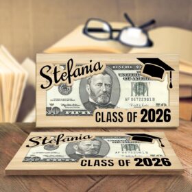 Personalized Class of 2026 Graduation Money Box – Custom Wooden Envelope Holder with Name & Date – Unique Gift & Keepsake Decor