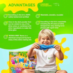 Ultimate DIY Slime Making Kit for Kids – Over 50 Pieces Including Glow in The Dark Powder, Glitter, Beads & Crystal Slime – Safe & Non-Toxic Arts & Crafts Gift for Girls & Boys