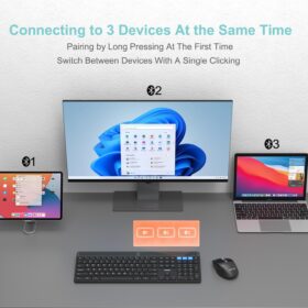 Arteck Solar Powered Bluetooth Keyboard - Universal Wireless Rechargeable Keyboard for Windows, iOS, Android, Tablets & Smartphones (Black)