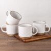 GBhome 15oz Stackable Coffee Mugs Set of 4 - Modern Embossed Ceramic Latte Cups, Off-White Textured Drinking Mugs for Tea, Cocoa, and Cappuccino - Microwave & Dishwasher Safe Gifts for Men and Women