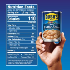 BUSH'S BEST Large Butter Beans, 16 oz Cans (Pack of 12) | Creamy, Protein-Packed & Gluten Free