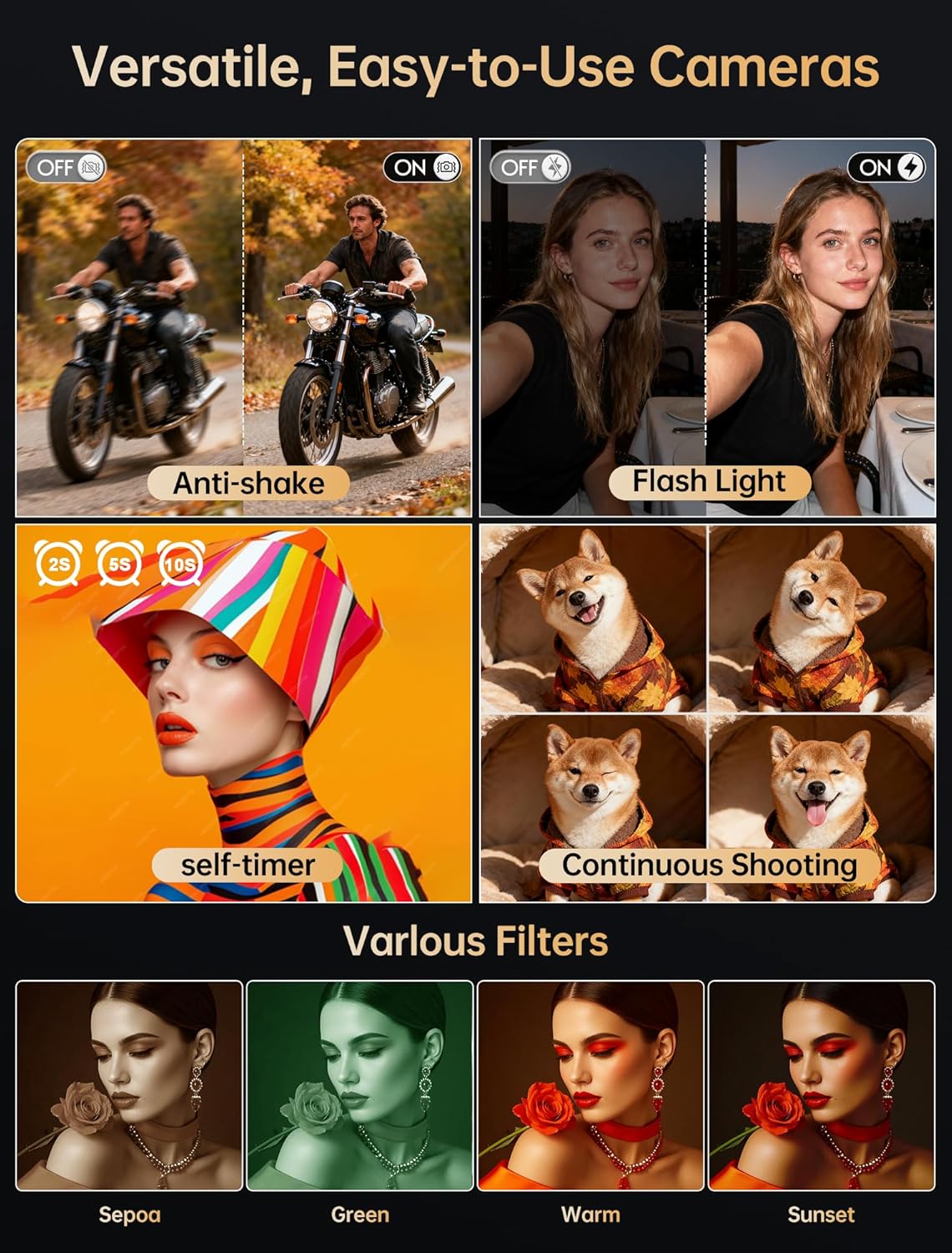 4K Vlogging Camera for Photography with 180° Flip Screen, 64MP Autofocus Point & Shoot Digital Camera, 16X Zoom WiFi for YouTube & Live Streaming (Includes 32GB SD Card & 2 Batteries)