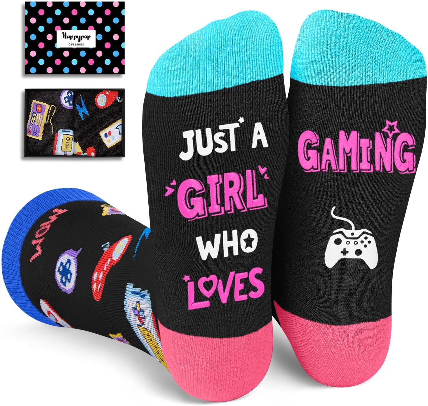 Women's Novelty Crew Socks - Cute Horror Movie & Gamer Gifts for Girls