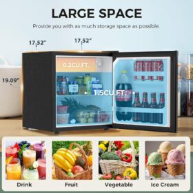 Antarctic Star 1.7 Cu.Ft Mini Fridge with Freezer Compact Refrigerator - Reversible Single Door, Adjustable Thermostat, Energy Efficient for Dorm, Office, Bedroom, and Kitchen - Black