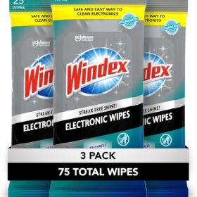 Windex Electronic Wipes - 75 Count Pre-Moistened Screen Cleaning Cloths for LED TVs, Laptops, Smartphones & Tablets - Anti-Streak & Residue Free Formula
