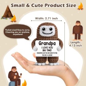 Handmade Crochet Bigfoot Grandpa Gift – Funny Retirement, Birthday & Father’s Day Desk Decor for Papas & Great Grandfathers