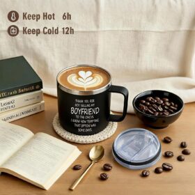 Jogskeor Funny Insulated Coffee Mug – 14oz Stainless Steel Travel Tumbler – Hilarious 'Circus' Quote Gift for Boyfriend's Dad, Future Father in Law, Birthday & Christmas