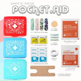 EVERLIT Pocket-Aid Mini First Aid Kit (48 Pack) – Compact Hard Shell Case with 50 Pieces – Portable First Aid Kits for Travel, Camping, School & Home