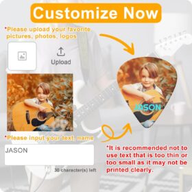 Personalized Guitar Picks – Custom Photo & Text Design | 12, 24, 60, 120, or 240 Pack | Premium ABS for Electric, Bass, Acoustic & Ukulele | Thin, Medium & Heavy Gauges | Unique Musician Gift
