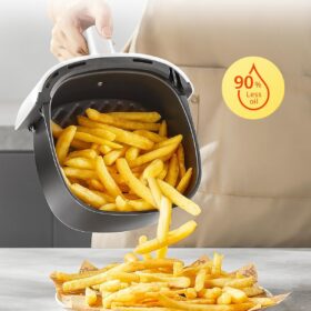 COMFEE' Compact 2.1 Quart Air Fryer – Stainless Steel 1200W Healthy Cooker with 12 Preset Menus, Nonstick Dishwasher-Safe Basket & Adjustable Temp Control