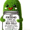 MAMAGIFTREE Handmade Crochet Pickle - Best Friend Gifts for Women, Funny 'Big Dill' Emotional Support Plush, Cute Valentines Day & Birthday Gift for Bestie