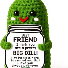 MAMAGIFTREE Handmade Crochet Pickle - Best Friend Gifts for Women, Funny 'Big Dill' Emotional Support Plush, Cute Valentines Day & Birthday Gift for Bestie