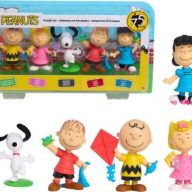 Peanuts 75th Anniversary Collector Figure Set - 5-Pack Mini Character Toy Bundle with Snoopy, Charlie Brown & Friends