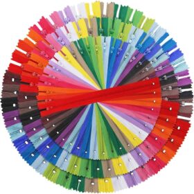 Outuxed 120Pcs Nylon Coil Zippers Bulk – Assorted Sewing Notions Kit in 20 Colors & 3 Sizes (7.8”, 12”, 16”) for DIY Crafting, Tailoring, & Clothes Repair