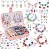 KXQ 132-Piece Charm Bracelet Making Kit for Girls – DIY Jewelry Craft Set with Gift Box, Beads, Charms & Storage Case – Creative Art Activity for Kids Ages 5-12