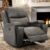 CANMOV Grey Leather Recliner Chair – Overstuffed Manual Reclining Sofa with Hidden Cup Holders and Lumbar Support