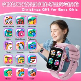 Kids Smart Watch for Girls – HD Touch Screen Watch with Camera, 39 Games, Music Player & Pedometer – Educational Toy Gift for Ages 5-12