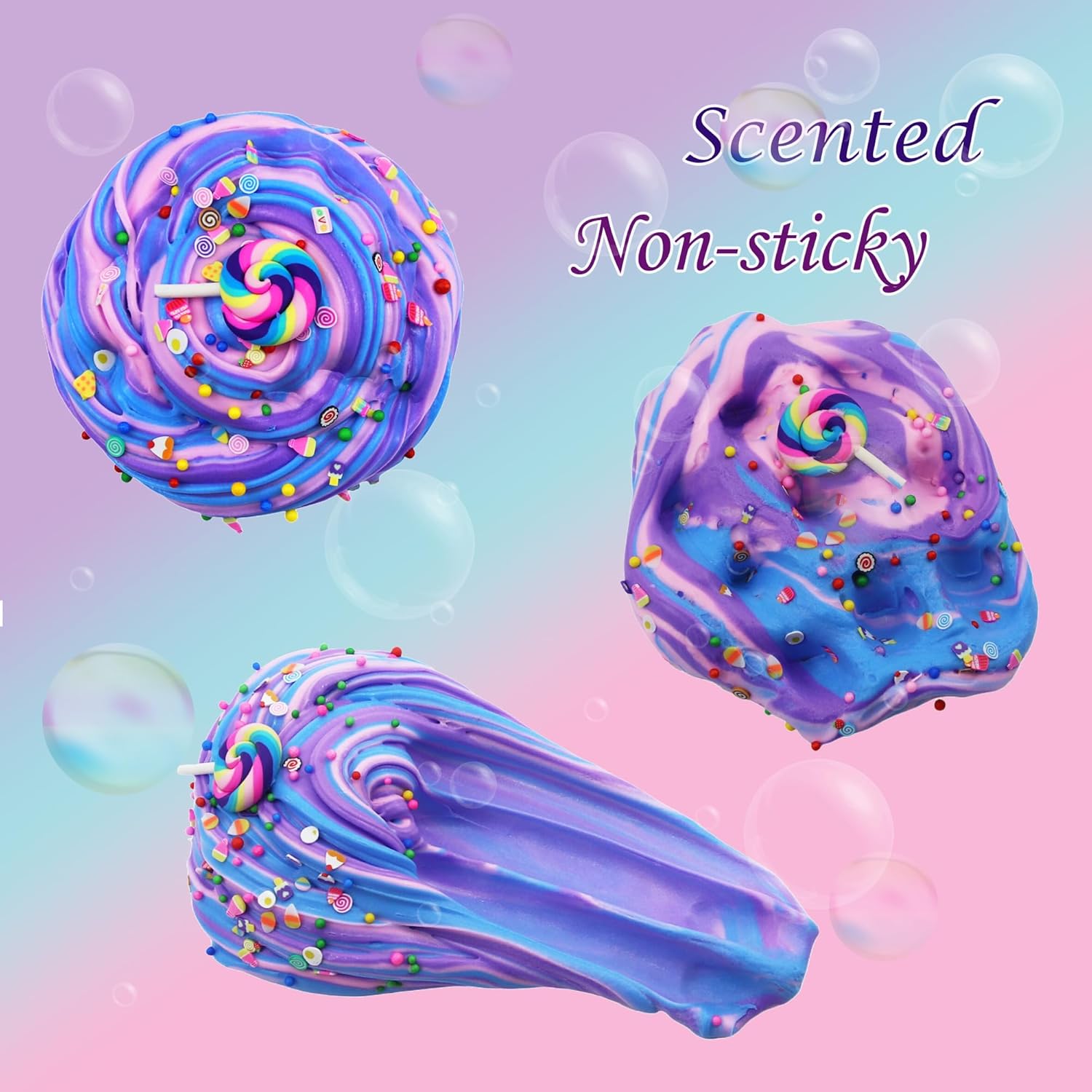 Butter Slime for Kids – 10oz Soft, Non-Sticky Scented Stress Relief Toy (Purple, Pink & Blue)