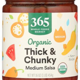 365 by Whole Foods Market Organic Medium Salsa – 16 Oz Thick & Chunky Gluten-Free Snack Dip