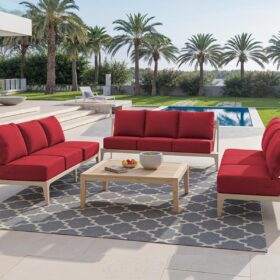 ACTREST Luxury 24x24 Inch 6-Inch Thick High-Density Outdoor Patio Cushions Set - Water, Fade & UV Resistant Olefin Chair Pads with Zippered Covers for Dining, Rocking, and Sectional Furniture (Red)