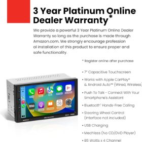 BOSS Audio Systems BVCP9700A 7 Inch Car Stereo - Double Din Touchscreen with Wireless Apple CarPlay & Android Auto, Bluetooth, AM/FM Receiver