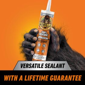 Gorilla 100% Silicone Sealant – 10oz Waterproof Caulk for Kitchen, Bath, Windows, Auto & Marine – Clear, Mold & Mildew Resistant