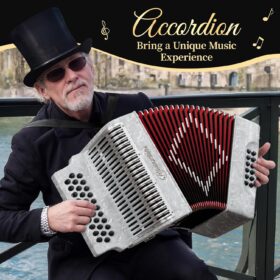 31-Key Diatonic Accordion G/C/F Tuning – Professional Push-Pull Isochord Instrument with 12 Bass Buttons, Ergonomic Design, and Complete Travel Kit (Includes Hard Case, Gloves & Wipes)