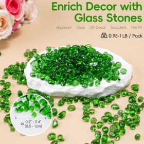 Meschett 1 LB Irregular Rainbow Glass Stones – Non-Toxic Aquarium Gravel & Vibrant Vase Filler