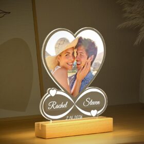 Personalized Acrylic Photo Frame with LED Night Light – Custom Picture Plaque for Romantic Gifts, Anniversary, Birthday, Valentine’s Day & Home Décor
