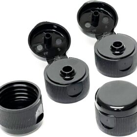 nicebottles Black Flip Top Dispenser Caps - 24/414 Thread - 36 Count Replacement Pack for 5oz & 10oz Woozy Bottles